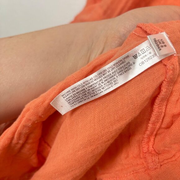 Out From Under S Urban Outfitters Coral Orange Button-Up Romper Gauzy Beachy - Picture 5 of 7